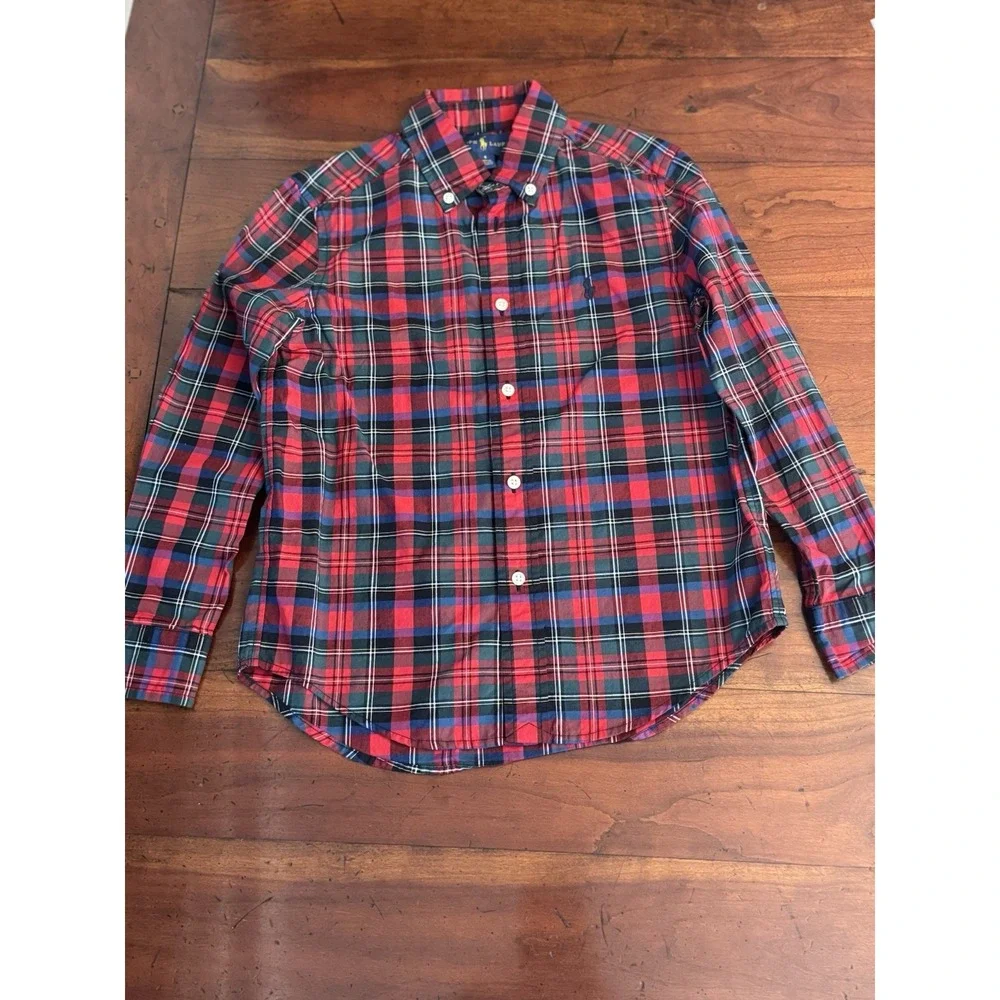 Boys Ralph Lauren Multicolor Red Plaid Button Down Shirt. Size 6‎